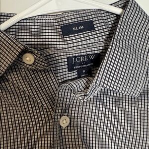 J. Crew Men's Blue and White Striped Shirt